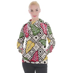 Leaves Foliage Batik Seamless Women s Hooded Pullover by Sapixe