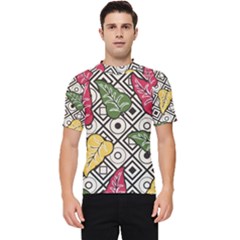 Leaves Foliage Batik Seamless Men s Short Sleeve Rash Guard