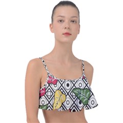 Leaves Foliage Batik Seamless Frill Bikini Top