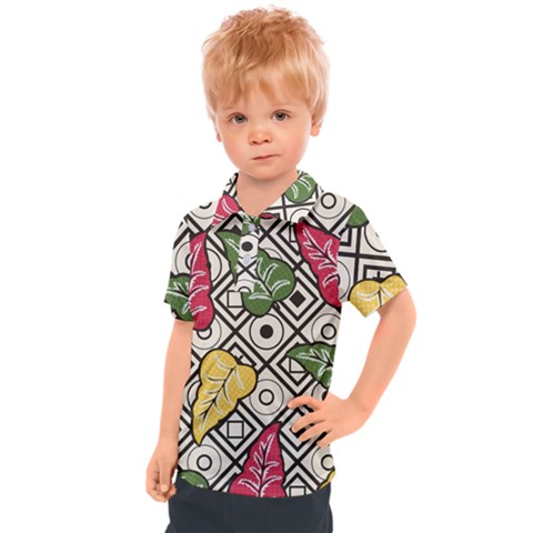 Leaves Foliage Batik Seamless Kids  Polo Tee by Sapixe