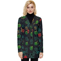 Apples Honey Honeycombs Pattern Button Up Hooded Coat 