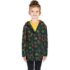 Apples Honey Honeycombs Pattern Kids  Double Breasted Button Coat by Sapixe