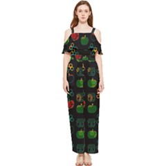 Apples Honey Honeycombs Pattern Draped Sleeveless Chiffon Jumpsuit