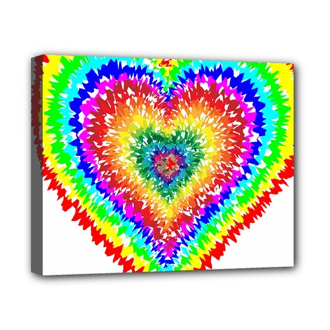 Tie Dye Heart Colorful Prismatic Canvas 10  X 8  (stretched) by Sapixe