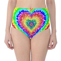 Tie Dye Heart Colorful Prismatic Classic High-waist Bikini Bottoms by Sapixe