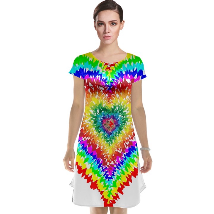 Tie Dye Heart Colorful Prismatic Cap Sleeve Nightdress