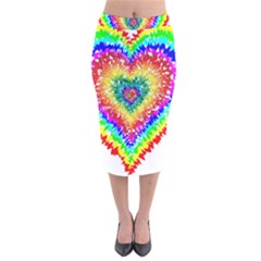 Tie Dye Heart Colorful Prismatic Velvet Midi Pencil Skirt by Sapixe