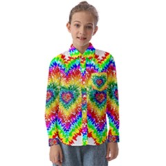 Tie Dye Heart Colorful Prismatic Kids  Long Sleeve Shirt