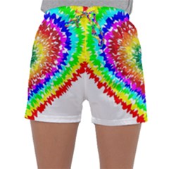 Tie Dye Heart Colorful Prismatic Sleepwear Shorts by Sapixe