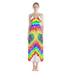 Tie Dye Heart Colorful Prismatic Button Up Chiffon Maxi Dress by Sapixe