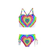 Tie Dye Heart Colorful Prismatic Girls  Tankini Swimsuit by Sapixe