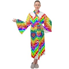 Tie Dye Heart Colorful Prismatic Maxi Velour Kimono by Sapixe