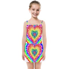 Tie Dye Heart Colorful Prismatic Kids  Summer Sun Dress by Sapixe