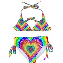 Tie Dye Heart Colorful Prismatic Kids  Classic Bikini Set by Sapixe