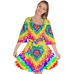 Tie Dye Heart Colorful Prismatic Velour Kimono Dress by Sapixe