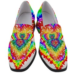 Tie Dye Heart Colorful Prismatic Women s Chunky Heel Loafers by Sapixe