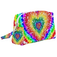 Tie Dye Heart Colorful Prismatic Wristlet Pouch Bag (large) by Sapixe