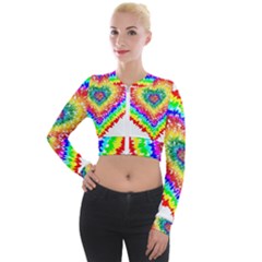 Tie Dye Heart Colorful Prismatic Long Sleeve Cropped Velvet Jacket by Sapixe