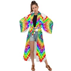 Tie Dye Heart Colorful Prismatic Maxi Kimono by Sapixe