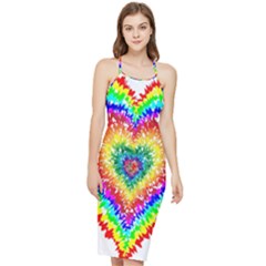 Tie Dye Heart Colorful Prismatic Bodycon Cross Back Summer Dress