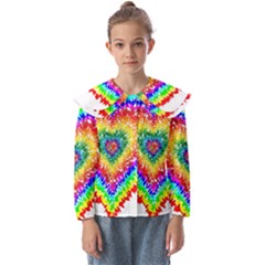 Tie Dye Heart Colorful Prismatic Kids  Peter Pan Collar Blouse