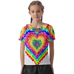 Tie Dye Heart Colorful Prismatic Kids  Frill Chiffon Blouse