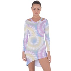 Tie Dye Pattern Colorful Design Asymmetric Cut-out Shift Dress by Sapixe