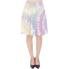 Tie Dye Pattern Colorful Design Velvet High Waist Skirt by Sapixe