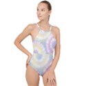 Tie Dye Pattern Colorful Design High Neck One Piece Swimsuit View1