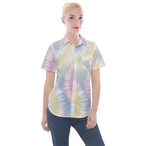 Tie Dye Pattern Colorful Design Women s Short Sleeve Pocket Shirt by Sapixe