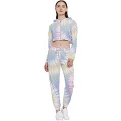 Tie Dye Pattern Colorful Design Cropped Zip Up Lounge Set by Sapixe