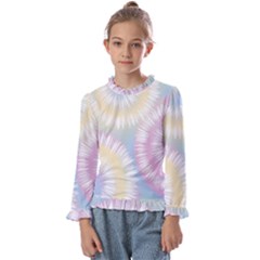 Tie Dye Pattern Colorful Design Kids  Frill Detail Tee