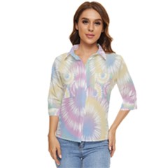 Tie Dye Pattern Colorful Design Women s Quarter Sleeve Pocket Shirt