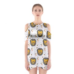 Lion Heads Pattern Design Doodle Shoulder Cutout One Piece Dress by Sapixe