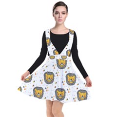 Lion Heads Pattern Design Doodle Plunge Pinafore Dress by Sapixe