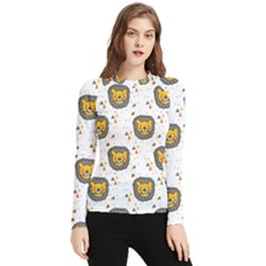 Lion Heads Pattern Design Doodle Women s Long Sleeve Rash Guard by Sapixe