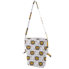 Lion Heads Pattern Design Doodle Folding Shoulder Bag by Sapixe