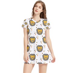 Lion Heads Pattern Design Doodle Women s Sports Skirt