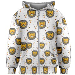 Lion Heads Pattern Design Doodle Kids  Zipper Hoodie Without Drawstring by Sapixe