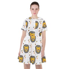 Lion Heads Pattern Design Doodle Sailor Dress by Sapixe