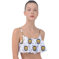 Lion Heads Pattern Design Doodle Frill Bikini Top