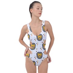 Lion Heads Pattern Design Doodle Side Cut Out Swimsuit by Sapixe