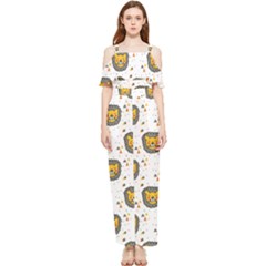 Lion Heads Pattern Design Doodle Draped Sleeveless Chiffon Jumpsuit