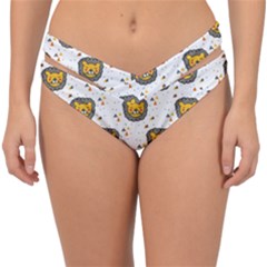 Lion Heads Pattern Design Doodle Double Strap Halter Bikini Bottom