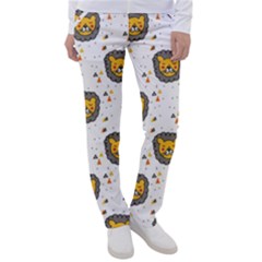 Lion Heads Pattern Design Doodle Women s Casual Pants by Sapixe