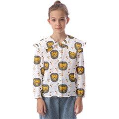 Lion Heads Pattern Design Doodle Kids  Peter Pan Collar Blouse