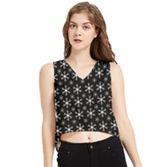 Snowflakes Background Pattern V-neck Cropped Tank Top by Sapixe