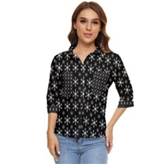 Snowflakes Background Pattern Women s Quarter Sleeve Pocket Shirt