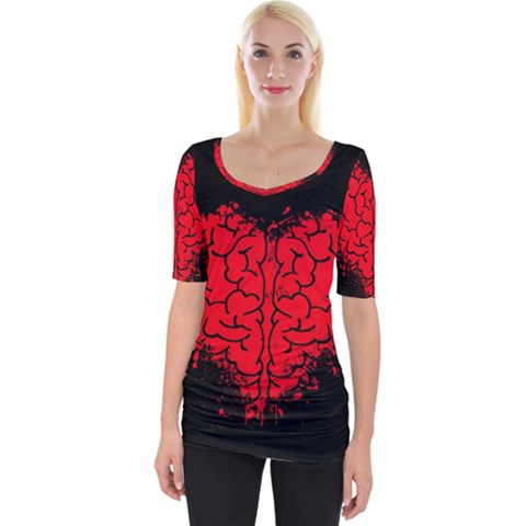 Heart Brain Mind Psychology Doubt Wide Neckline Tee by Sapixe