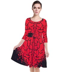 Heart Brain Mind Psychology Doubt Quarter Sleeve Waist Band Dress by Sapixe